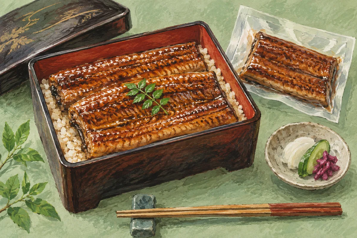 うなぎの蒲焼と小分けの保存（AI生成イラスト）
