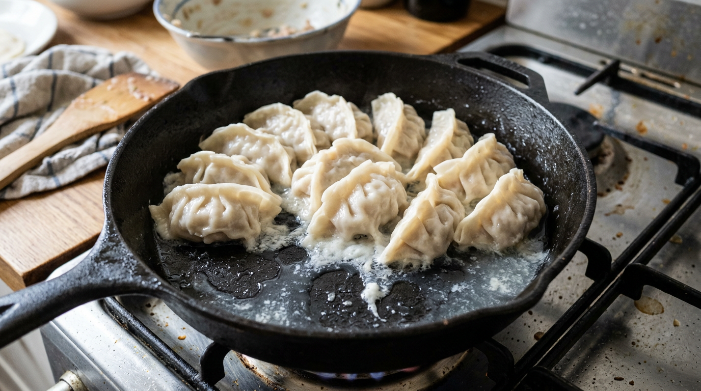 失敗してベチャッとした餃子
